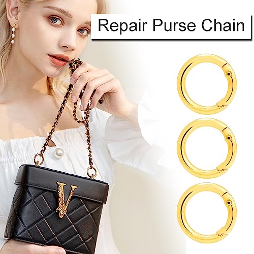 Image of CooBigo 10 Pack 3 /4 Inch Gold Round Keyring, Trigger Spring O Rings Metal Round Carabiner Clip for Replacement Purse Strap, Paracord Lanyard Clips, Keychain Rings Hardware DIY Crafts Making