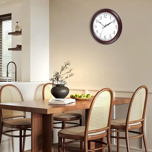 Wall Clock Wood 14 Inch Round Wooden Wall Clocks Battery Operated - Image 5