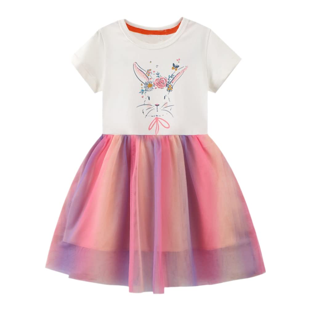 VEOAYToddler Girls Tutu Dresses Cute Casual Tulle Skirt Dress for Summer Home School Party 2-7T