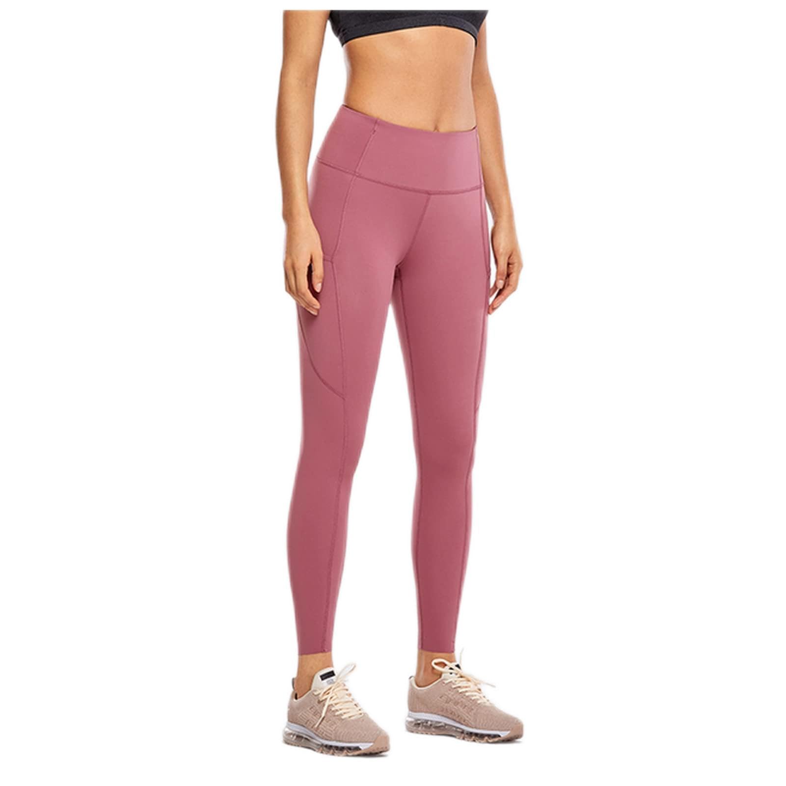 Polainas Impermeables Pantalones de yoga de cintura alta de las mujeres con bolsillos desnudos sentidos entrenando leggings-25 pulgadas Polainas Trail Running ( Color : Misty Merlot08 , Size : Small )
