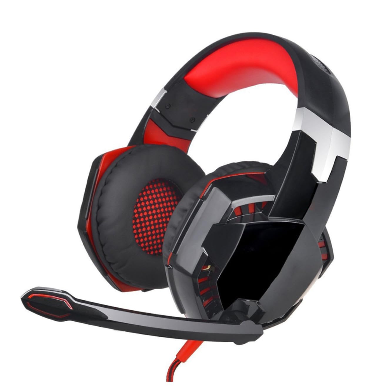 Mikikit Cuffie da Gioco LED con Microfono per PC Bassi Profondi Stereo Suono Surround Isolamento dal Rumore Paraorecchie in Pelle Delicata Cavo Resistente Adatte Computer e Dispositivi