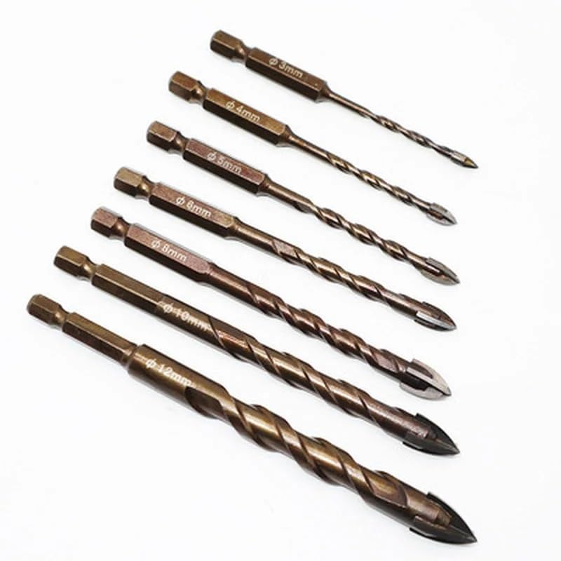 4/5/7/8/10pcs Punta da trapano Piastrelle Cemento Multiuso Parete in ceramica Vetro Cemento Apri foro Pietra Blu Taglierina Chiodo Trapano in metallo 3-12mm(10pcs 6mm)