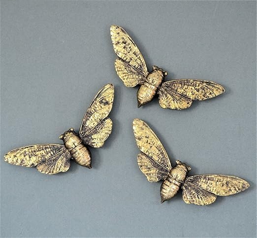 Fyne-Finds Steampunk Gold Finish Stag Lady Resin Beetle Bee Scarab Beetle Insect Bug Wall Art Hanging Ornament Décor (Set of 3 Bees) — image 1