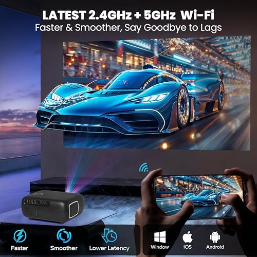 Image of E Gate K9 Pro-Max 7X + FTS Automatic Projector with Certified Netflix, Prime | 700 ISO Lumens | Full HD 1080p Native | Auto (Focus + Keystone) | 2 HDMI, 2 USB, Dual WiFi & BT | Egate