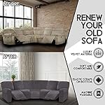 ULTICOR 7-Piece Sectional Sofa Covers, Velvet Stretch Reclining Couch Covers for Reclining L Shape Sofa, Thick, Soft, Washable (Dark Grey, 5 Seat Recliner Cover) - Image 3