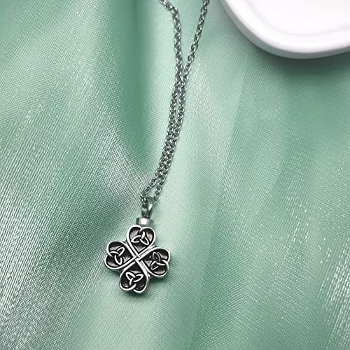 Four Leaf Clover Lotus Cremation Urn Necklace for Ashes Flower Ashe Holder Memorial Keepsake Jewelry Gift2