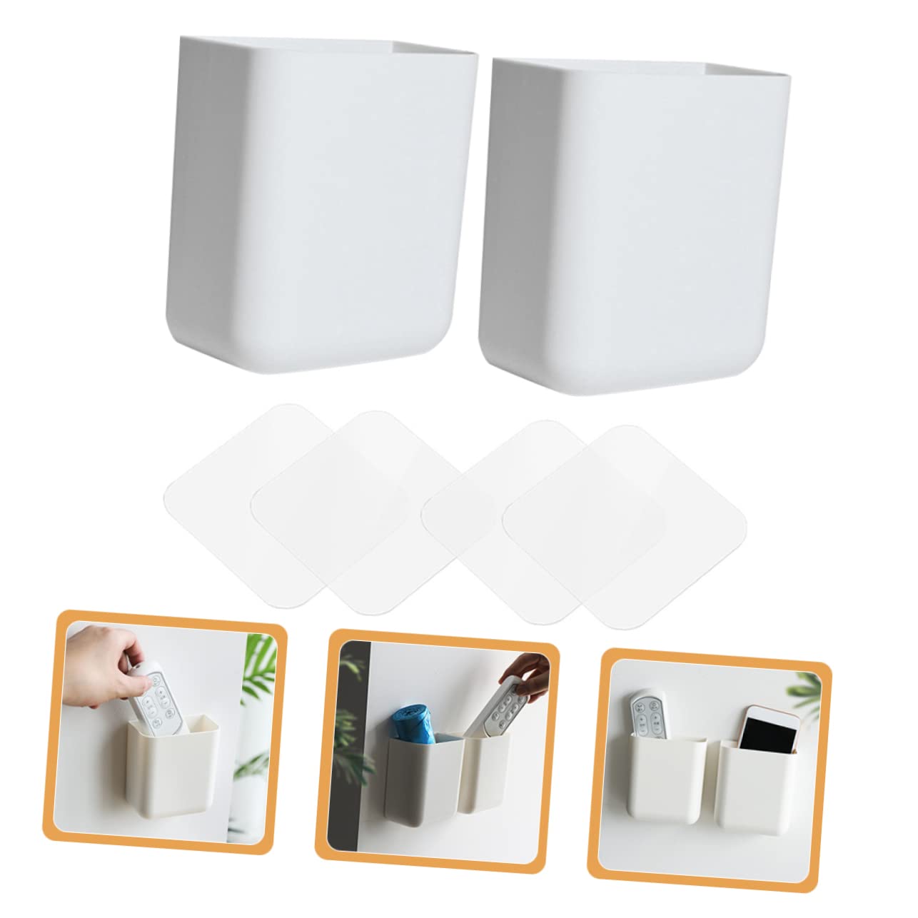 Set di 2 supporti per telecomandi da parete in plastica bianca adesiva per casa e ufficio, multiuso, per telecomandi TV e telefoni
