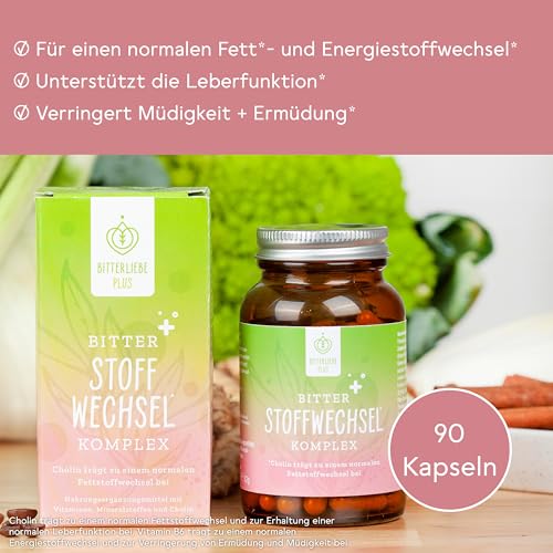 BitterLiebe® Bitter Stoffwechsel * Komplex - 90 hochdosierte Kapseln mit Cholin, Zink… – Ansicht 2