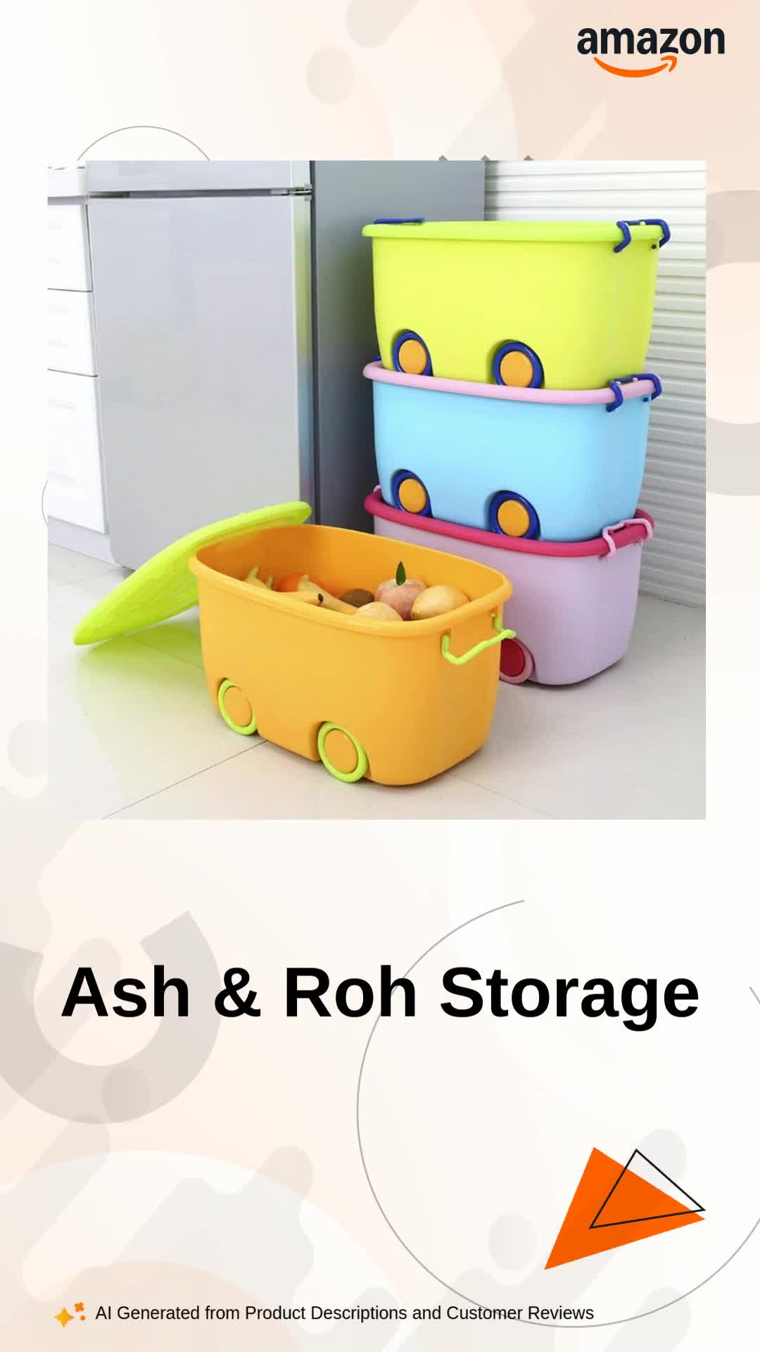 Ash & Roh® Large Plastic Stackable Toy Chest Organizer Storage
