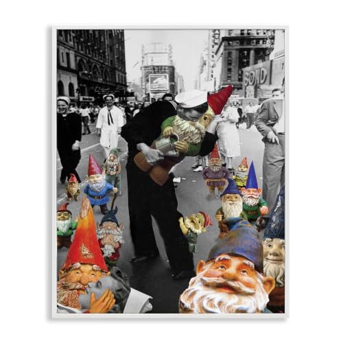 Stupell Industries Classic Kissing Sailor Urban Photograph Whimsical Gnomes, Design by Barry Kite
