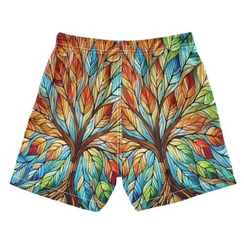 Colorful Tree Blue Boys Swim Trunks Quick Dry Toddler Swimsuit Boy Swimwear Bathing Suits Board Shorts 4T2