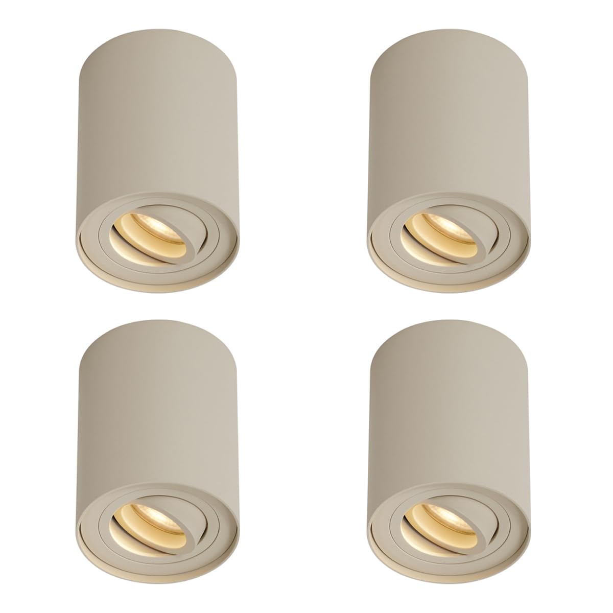 Qazqa Verstellbarer Deckenstrahler, Deckenspot - 108444 - Beige, max. 10W, Geeignet für LED, 10cm, Ideal als Flur, Küche lampe, Schlafzimmerlampe und Wohnzimmerlampe, Im 4er-Set.