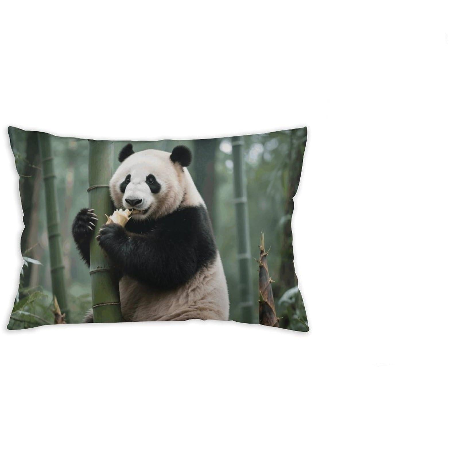 FodPand Decorative Throw Pillow Covers 12x20 Short Plush Panda Body Pillowcase Cushion Cases with Invisible Zipper Rectangle Lumbar Pillow Shells for Sofa Couch Chair Bed Home Decor