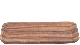 Drewniana taca do serwowania, drewniana taca na popołudniową herbatę, taca na owoce, do kawiarni, prosta taca na przekąski do serwowania owoców, talerzy drewnianych, deska do sera, zestaw talerzy dekoracyjnych (25 cm x 12,5 cm x 2 cm)