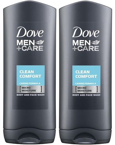 Dove Men Care Body and Face Wash, Hydrating Clean Comfort, 250 ml (8.5 fl oz), Value Bundle - Pack of 2