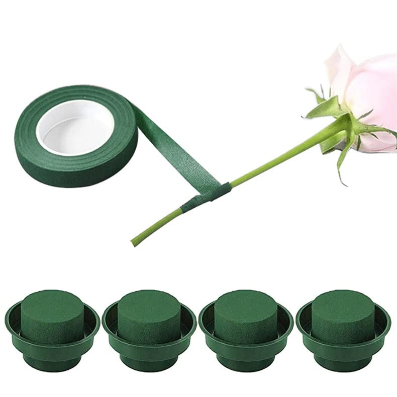 10 Pezzi Schiuma Floreale Bagnata Rotonda Verde per Fiori con Ciotola, Kit per Composizione Floreale Schiuma Floreale, Spugna per Artigianato Floreale, Decorazione di Nozze, Forniture per Fioristi