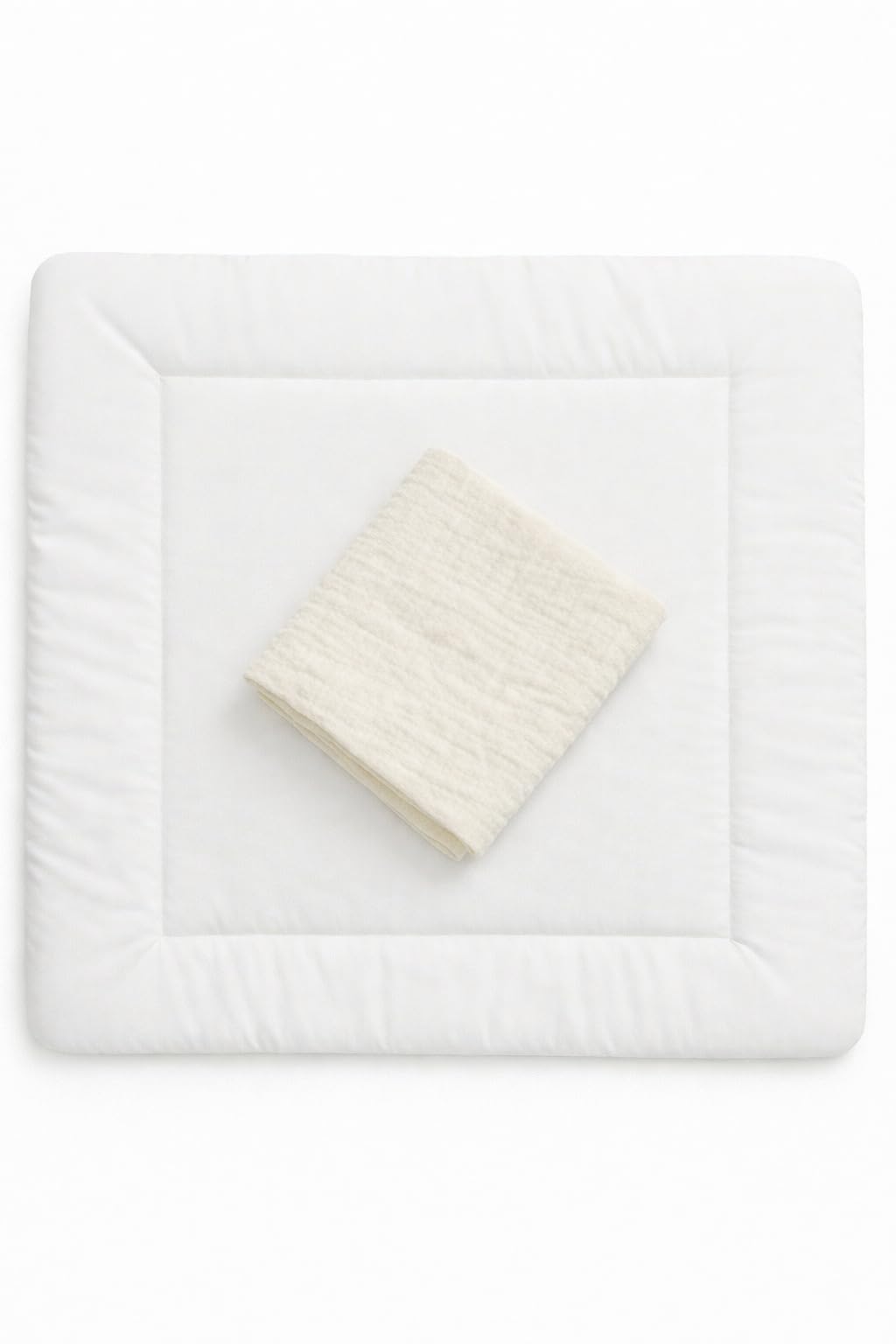 Wickelauflagenbezug 100% Baumwolle Musselin Bezug für Wickelauflage 85x75 und 75x75 cm – weicher Wickeauflagenüberzug, atmungsaktiv & waschbar CREME