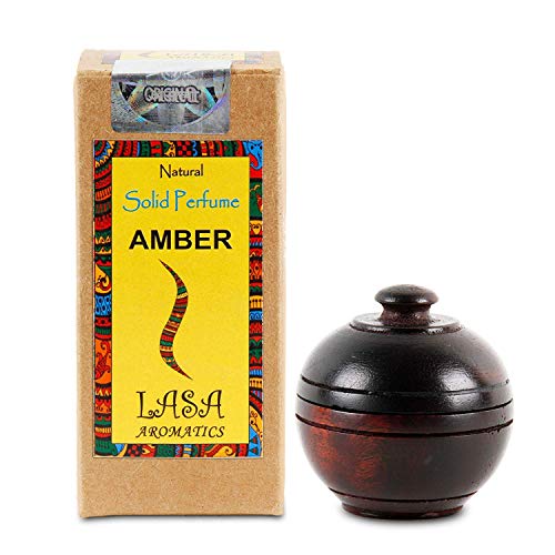 Natural Solid Perfume Body Musk In Wooden Jar - 6 gm (Amber)