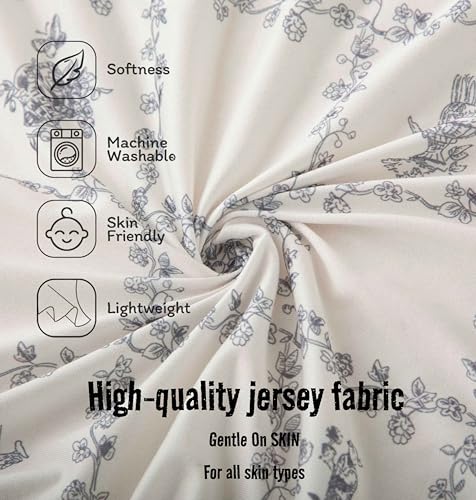 Image of SDY Jersey Floral Bassinet Sheets for Baby Boys and Girls,32 inchx 16 inchx 4 inch,2 Pack,Neutral Flower Standard Oval /Retangle Bassinet Mattress Sheets for Toddler,Super Soft Breathable