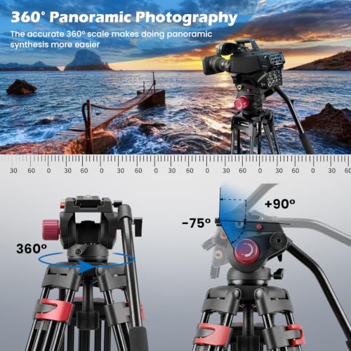 Mactrem 82"/210cm Fluid Head Tripod - Heavy Duty Video Tripod for Camera - image 6