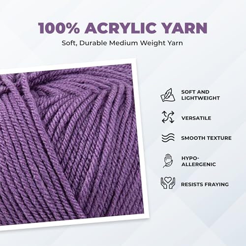 Image of Mary Maxim Maximum Value Acrylic Yarn for Crocheting and Knitting, Soft Worsted Weight Purple Yarn 4, Ideal for Blankets, Sweaters, Hats, and Scarves, 8 oz Skein (474 Yds), Medium Violet - 1 Skein