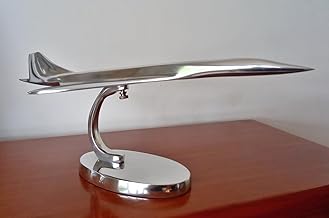 Inspirational Gifting 32cm Large Concorde ornament on stand - hand polished aluminium plane sculpture gift