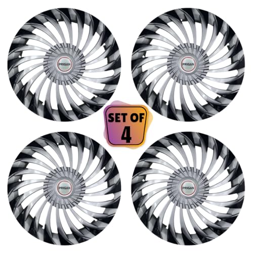 Image of PRIGAN Wheel Cover for Jazz 15 Inch Silver Black Wheel Cap (Available in 15 Inch) (Set of 4 Pcs) (Press Fitting) Model- Swing DC-15