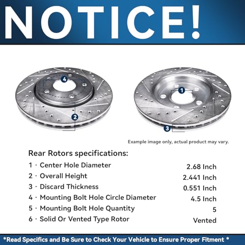 Image of Detroit Axle - Brake Kit for Nissan Pathfinder Infiniti JX35 QX60 Murano, | Drilled & Slotted Brakes Rotors Ceramic Pads Replacement 12.60 inch Front and 12.13 inch Rear Rotor