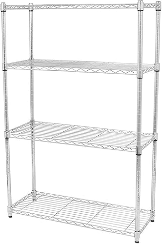 Estantería de 4 niveles  Estantería de alambre de almacenamiento ajustable de 4 estantes, organizador de metal para lavandería, baño, cocina,