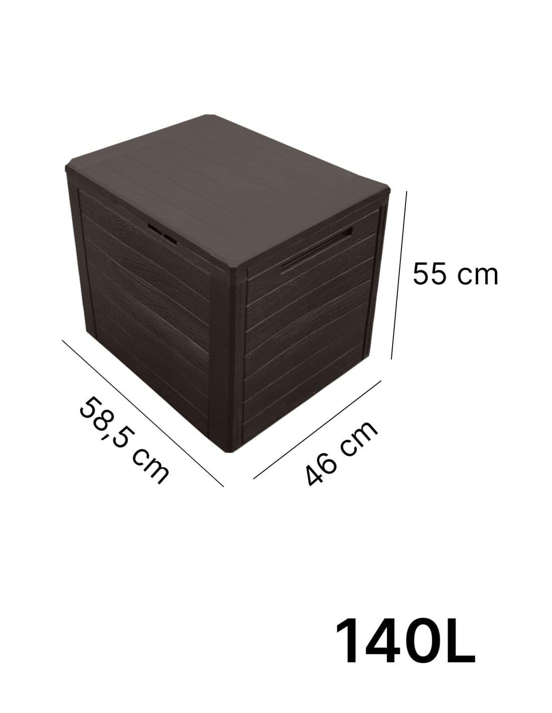 Jardin202 - Baúl de Almacenamiento de Plástico Resistente en Color Marrón - Disponibles en 140L, 190L y 280L | 140 L