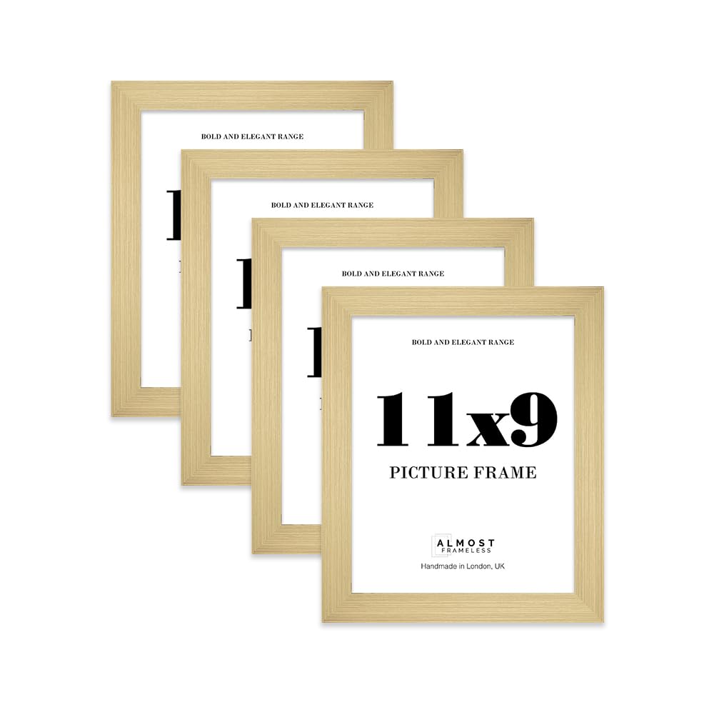 11x9 Photo Frame, Display 11x9" Pictures (27.9 x 22.9cm) Picture Frame for wall Display - Gold - 4 Pack — image 1
