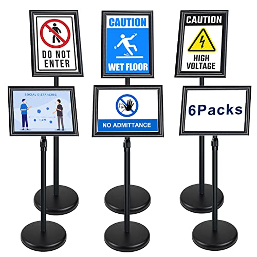 NewZeal,Soporte para póster A4, soporte para exhibición de suelo, marco a presión, telescópico ajustable en ángulo y altura, soporte para avisos para bodas y actividades de negocios (negro)