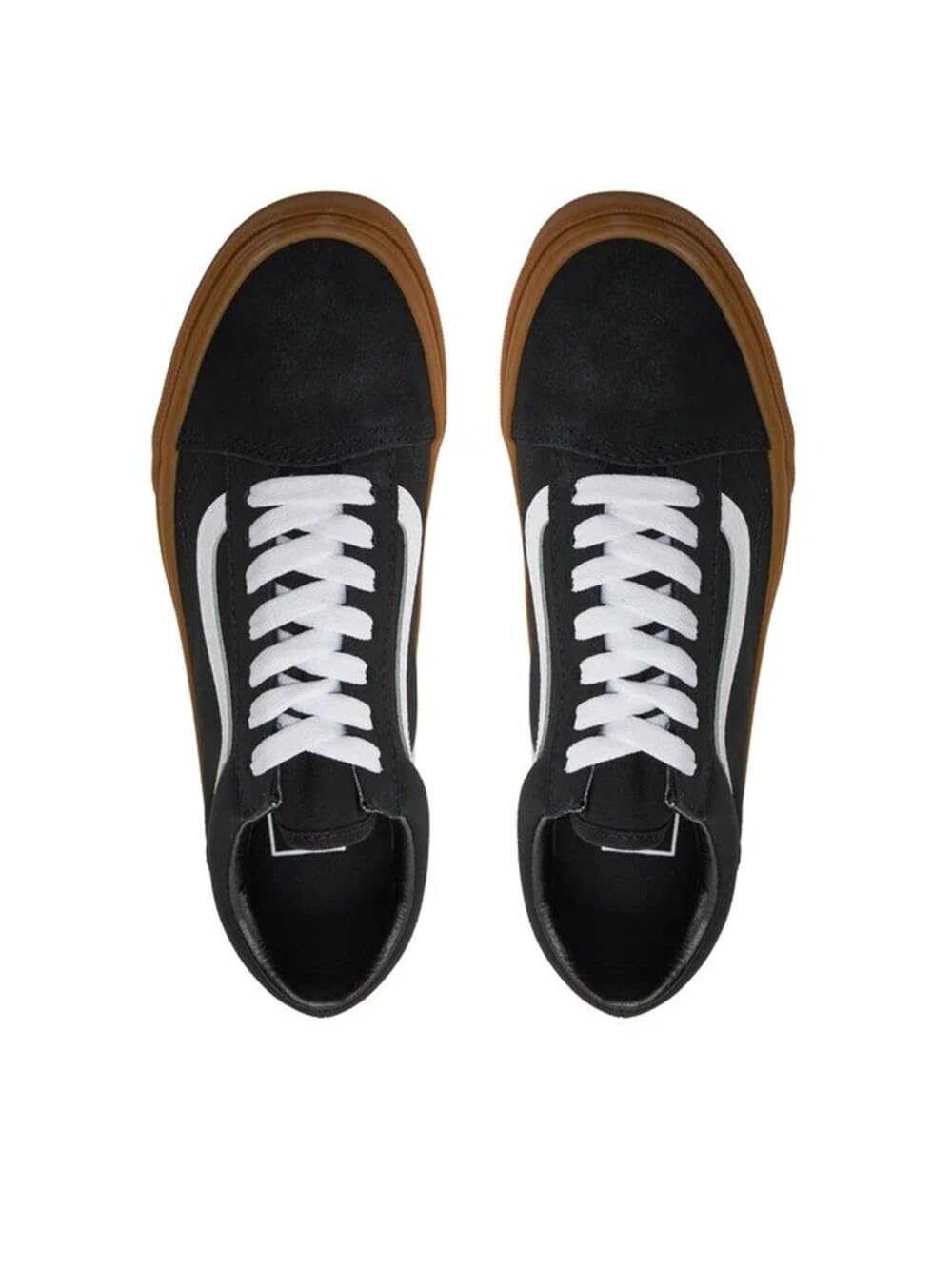 Vans Old Skool, Zapatillas Deportivas Unisex, Negro con Franja Blanca, Suela de Goma Color Caramelo