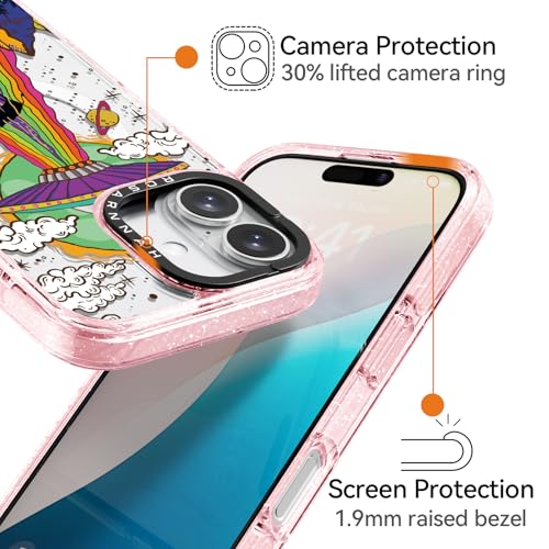 Coque iPhone 16 MagSafe rose pailletée idéale pour vos sorties - 3