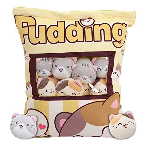Sunyunday Coussin en peluche Jouet Pudding Décoratif Amovible Kitty Chat Poupées Jouets Créatifs Cadeaux pour Enfants