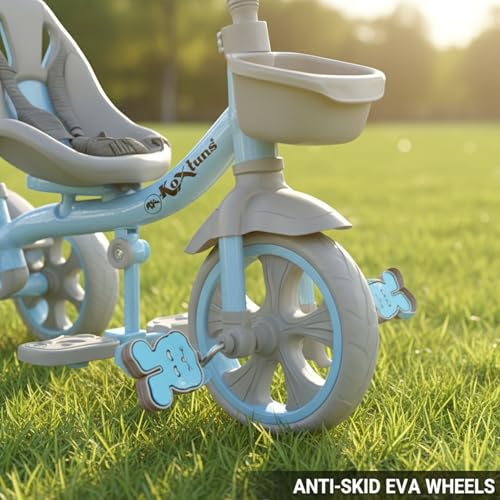 Image of Tricycle for Kids, with Parental Control, Tricycles for Kids 2 to 5 Years Boys and Girls, Cycle for 1+ Children, Bike with EVA Tech Wheels, Super, Blue