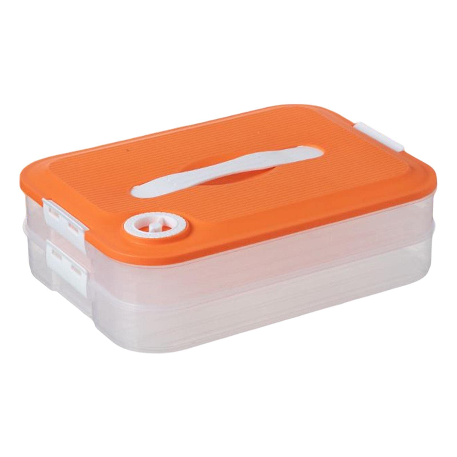 Merishopp Dumpling Storage Box Dumpling Organizer Bins for Kitchen 2 Layer Orange-image-35