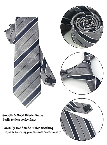 Image of Striped Plaid Polka Dot Mens Tie Formal Necktie Pocket Squares Ties Clips Cufflinks Classic for Men Set