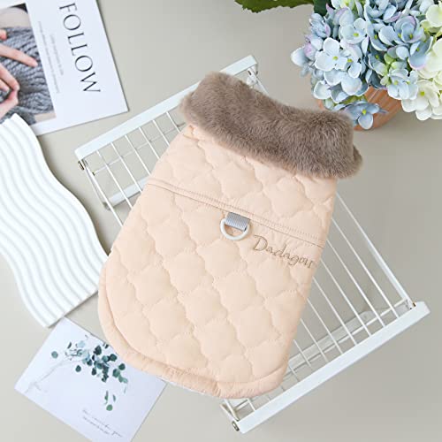 Izefia Dog Coat Cold Weather Windproof Jacket Fleece Warm Sweater Winter Thick Clothes Vest Collar Tank Top for Small Dog Medium Cat Pink L - Image 3