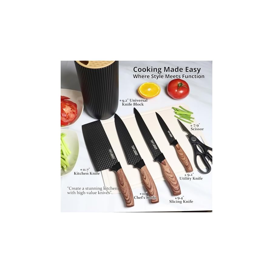 Knife-Set-6-Piece-Versatile-Kitchen-Knife-Set-Black-Sharp-Knife-Sets-for-Kitchen-with-Block-Professional-Chef-Knife-Block-Set-Anti-Rust-Stainless-Steel-Knives-Set-for-Kitchen-Space-Saver-Knives-Set Knife Set, 6-Piece Versatile Kitchen Knife Set Black Sharp Knife Sets for Kitchen with Block Professional Chef Knife Block Set, Anti-Rust Stainless Steel Knives Set for Kitchen, Space Saver Knives Set