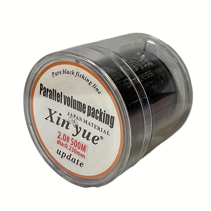 xin yue 2# All Black Core Fishing Line 546 Yards - Medium Stretch High Sensitivity Ultra High Strength Single Strand Nylon Line for Saltwater Freshwater Bait Fishing