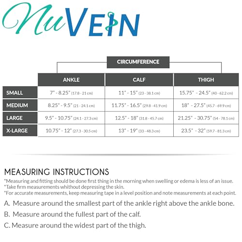 Image of NuVein Medical Compression Stockings, 20-30 mmHg Support, Soft Comfort Microfiber, Thigh Length, Open Toe, Black, Small