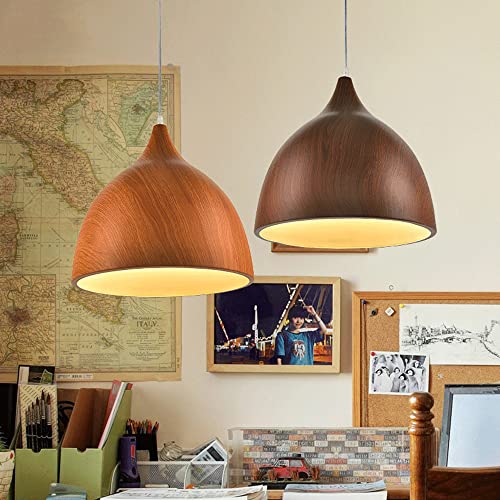 Candelabros para techos oscuros solucionados con lámpara colgante grano de madera industrial E27 6