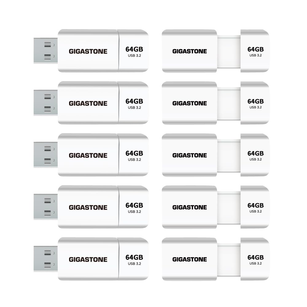 Gigastone 64GB USB 2.0 Flash Drive - Capless Design With Key Loop For Easy Portability