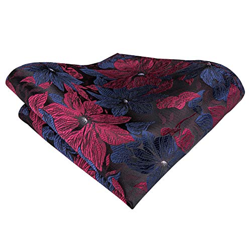 Dubulle Burgandy And Navy Blooming Floral Mens Necktie With Hankerchief Burgundy Ties For Men Wedding #TOP3