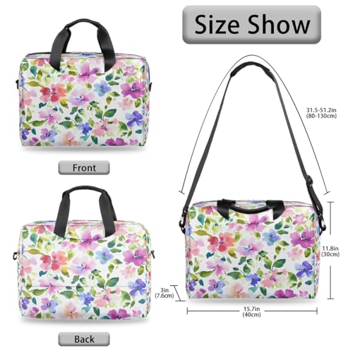 Maletín para laptop con diseño de flores acuarela 13-16 in miniatura 5