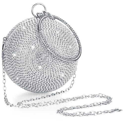 Saintrygo Disco Ball Round Purse for Women Silver Circle Crystal