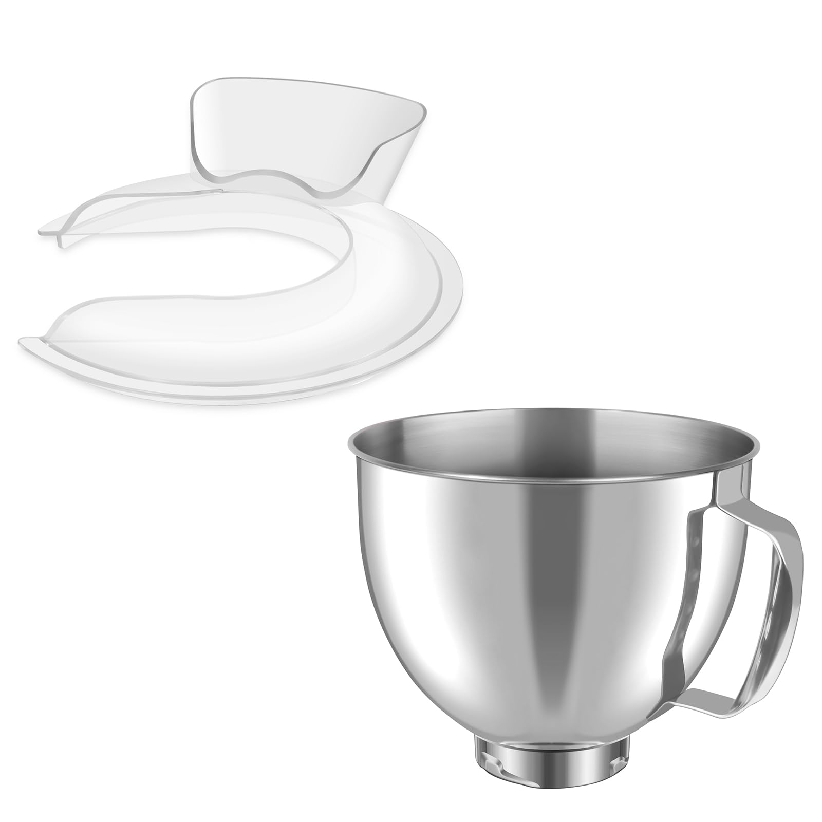 Stainless Steel Mixing Bowl for KitchenAid 4.5-5 Quart Tilt-Head Mixers & Secure Pouring Shield for KitchenAid 4.5-5 QT Tilt-Head Stand Mixers