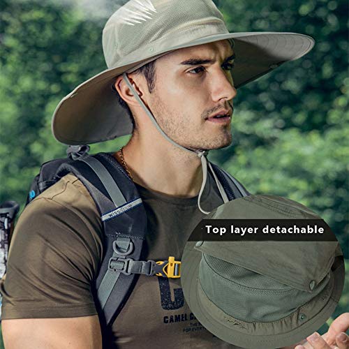 Wide Brim Sun Hat With Uv Protection Upf 50+ For Men Women Fishing Hiking Safari Camping Garden Outdoor Travel Green #TOP4