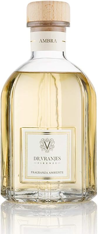 Ambra 250 ml Diffuser + Double Pack of White Sticks (3 Pieces Bundle)- Luxury Home Fragrance, Made in Italy, Main Scent: Oriental, Olfactory Pyramid: Amber, Patchouli, Sandalwood